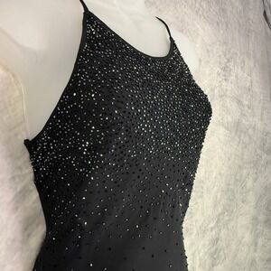 Vtg Y2K Chelsea Nites Black Beaded Dress Gown Sz 6 Glam Prom whimsigoth